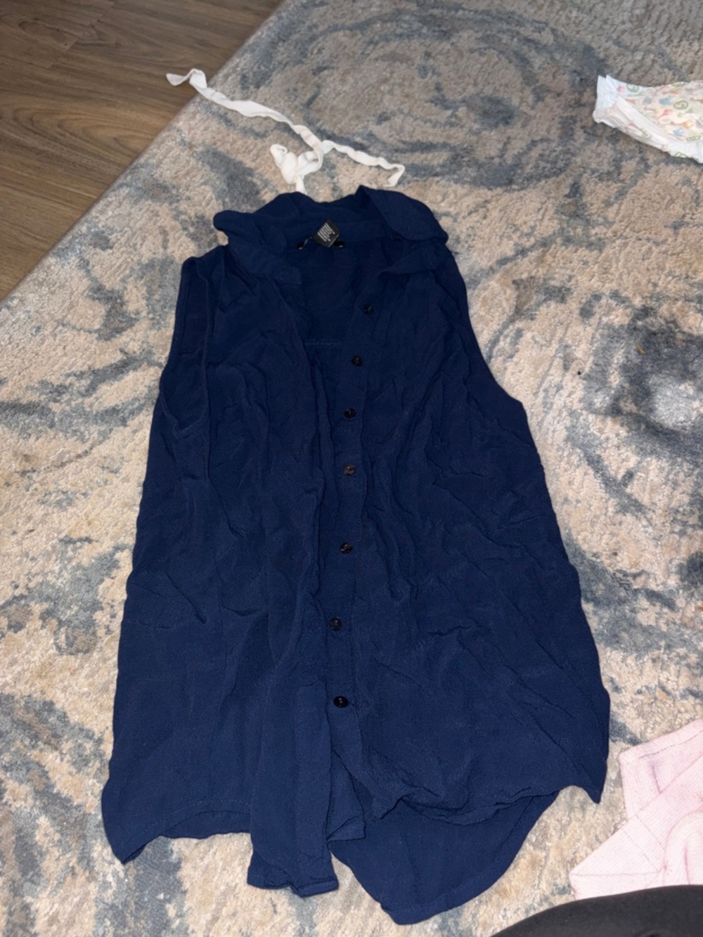 Forever 21 Navy Blue Button-Up Top